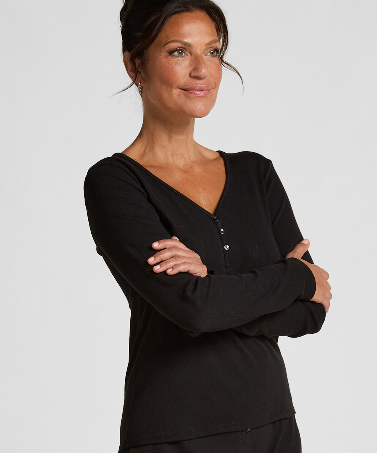 HUNKEMÖLLER Ribbed Modal Long-Sleeve Henley Top