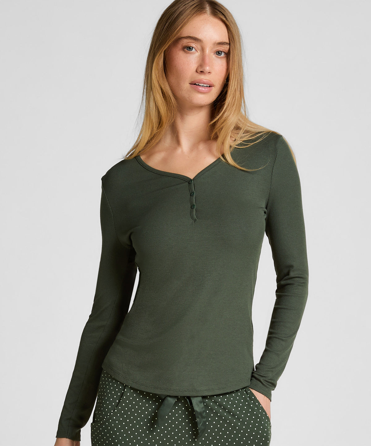 HUNKEMÖLLER Ribbed Modal Long-Sleeve Henley Top