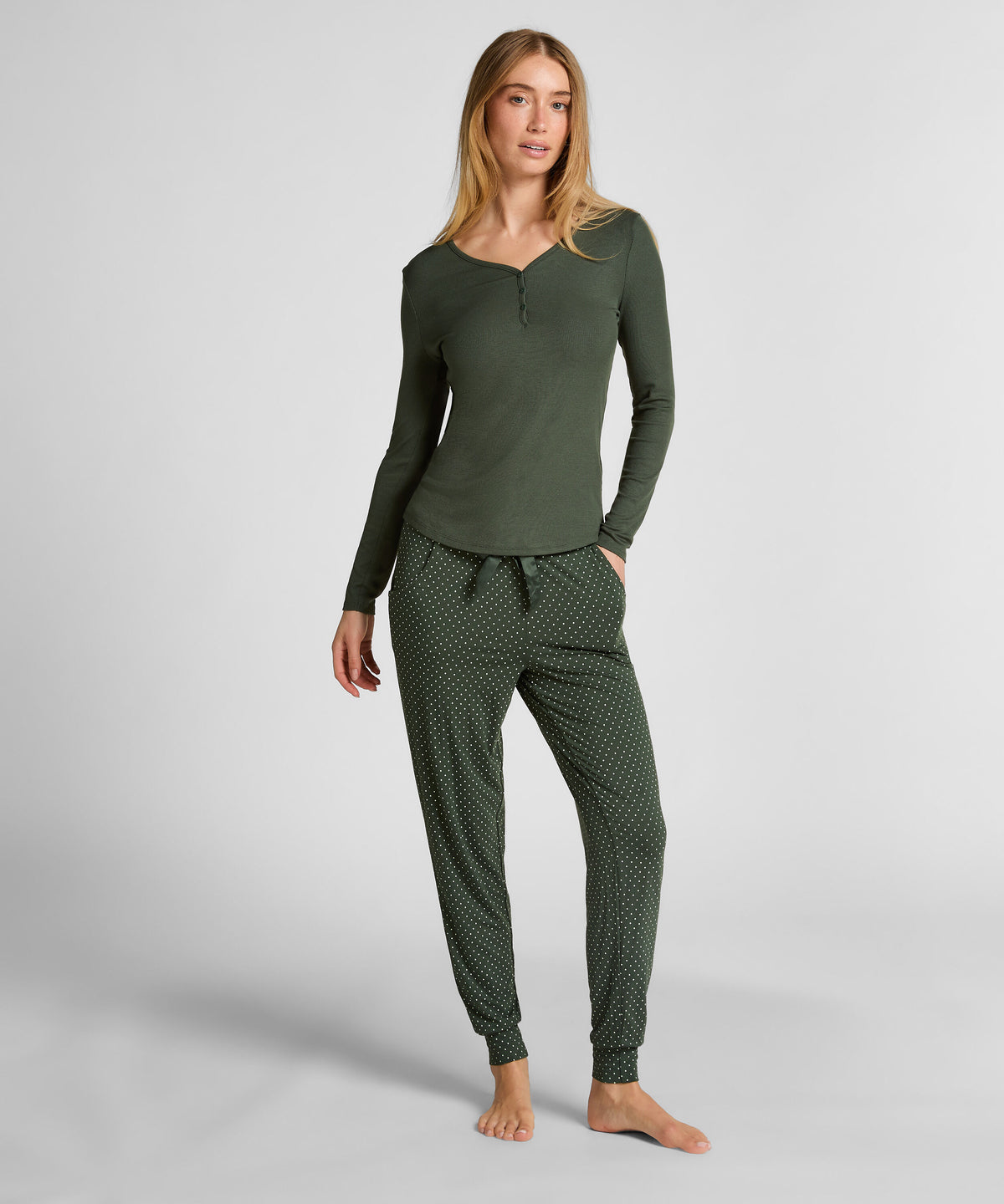 HUNKEMÖLLER Ribbed Modal Long-Sleeve Henley Top