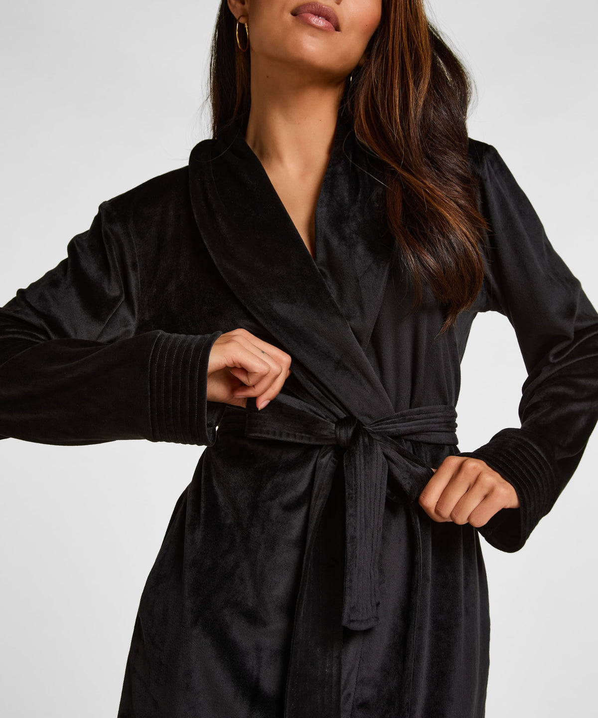 Velours Short Bathrobe - Black