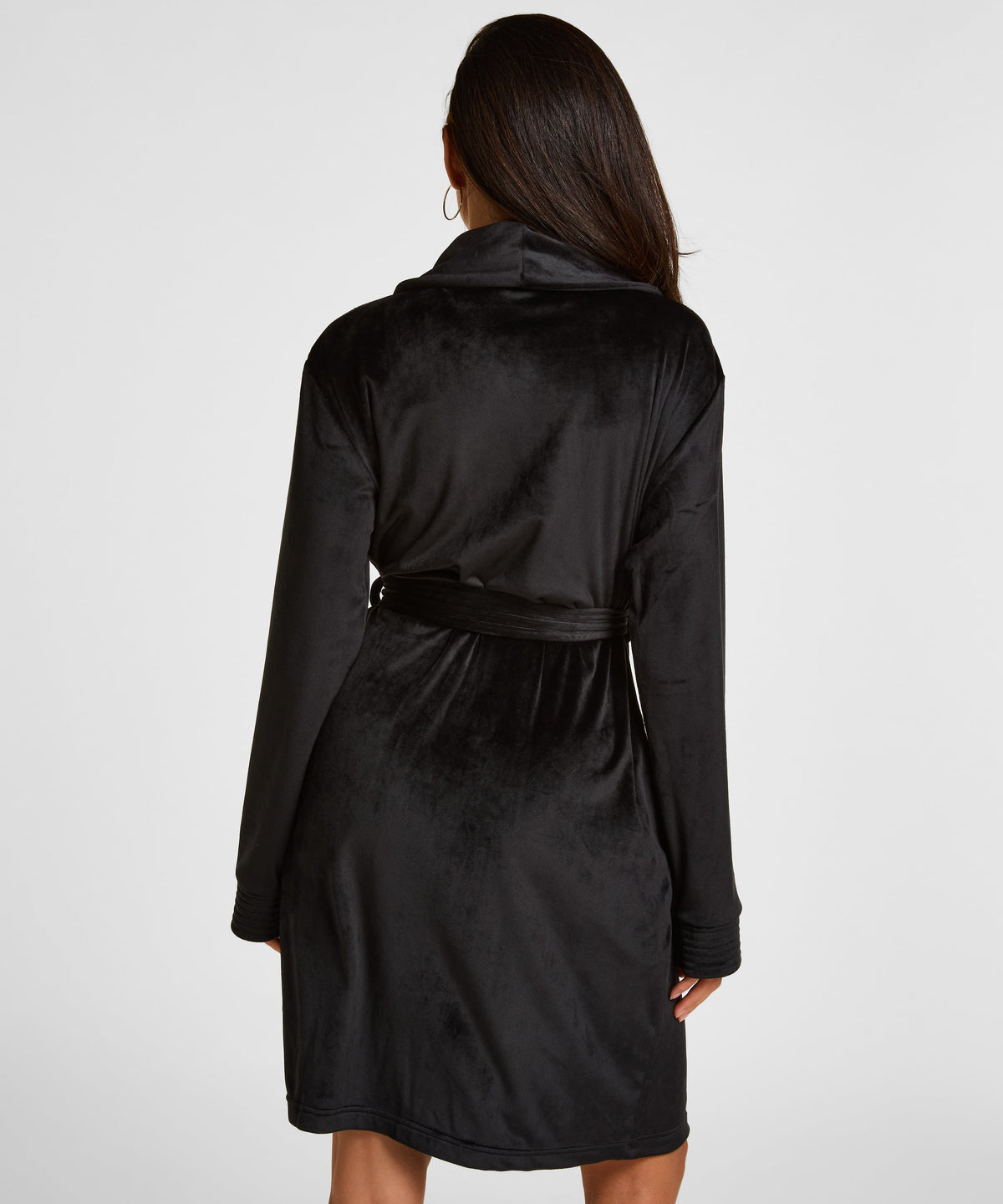 Velours Short Bathrobe - Black