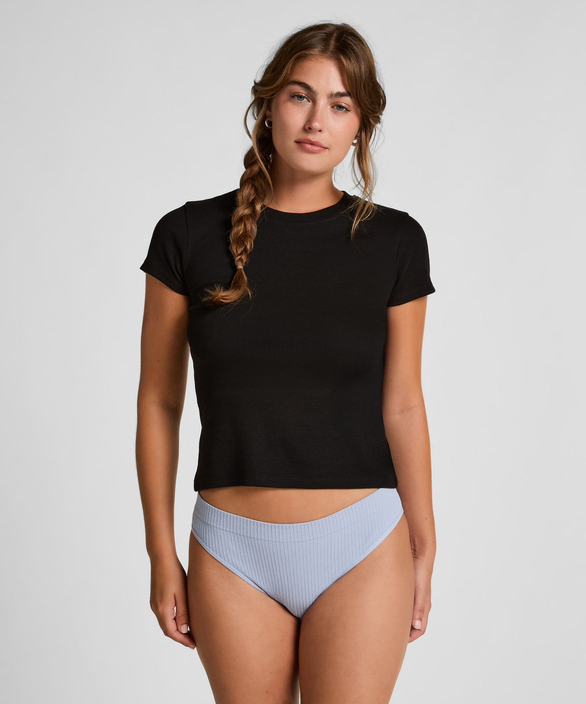 HUNKEMÖLLER Ribbed Crew Neck Short-Sleeved Pyjama Top