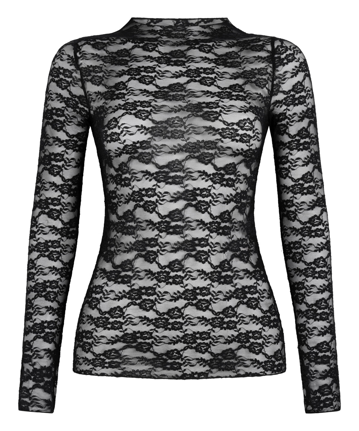 HUNKEMÖLLER TOP LS MOCK NECK ALLOVER LACE