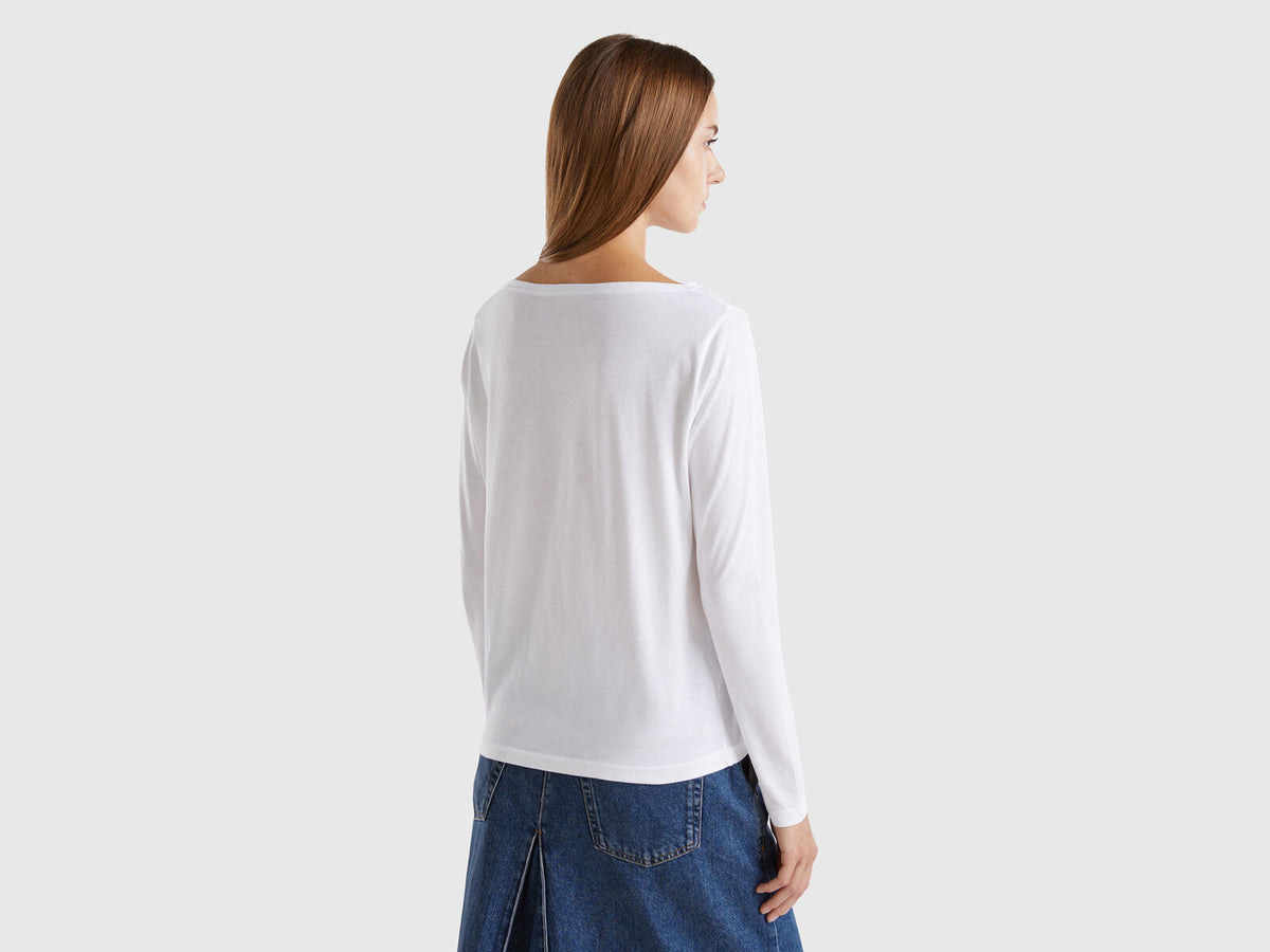 Benetton Boat Neck Long Sleeve T-Shirt