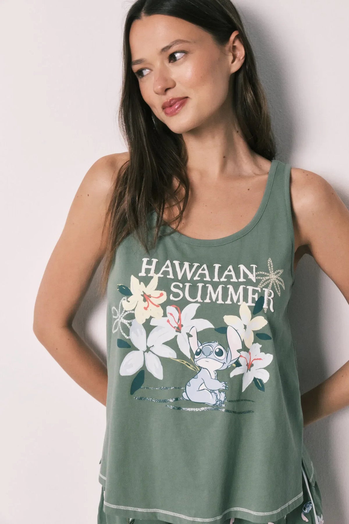 Women Secret Green Stitch Short Pyjamas