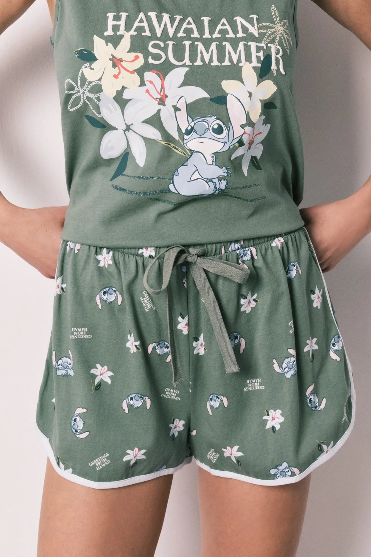Women Secret Green Stitch Short Pyjamas