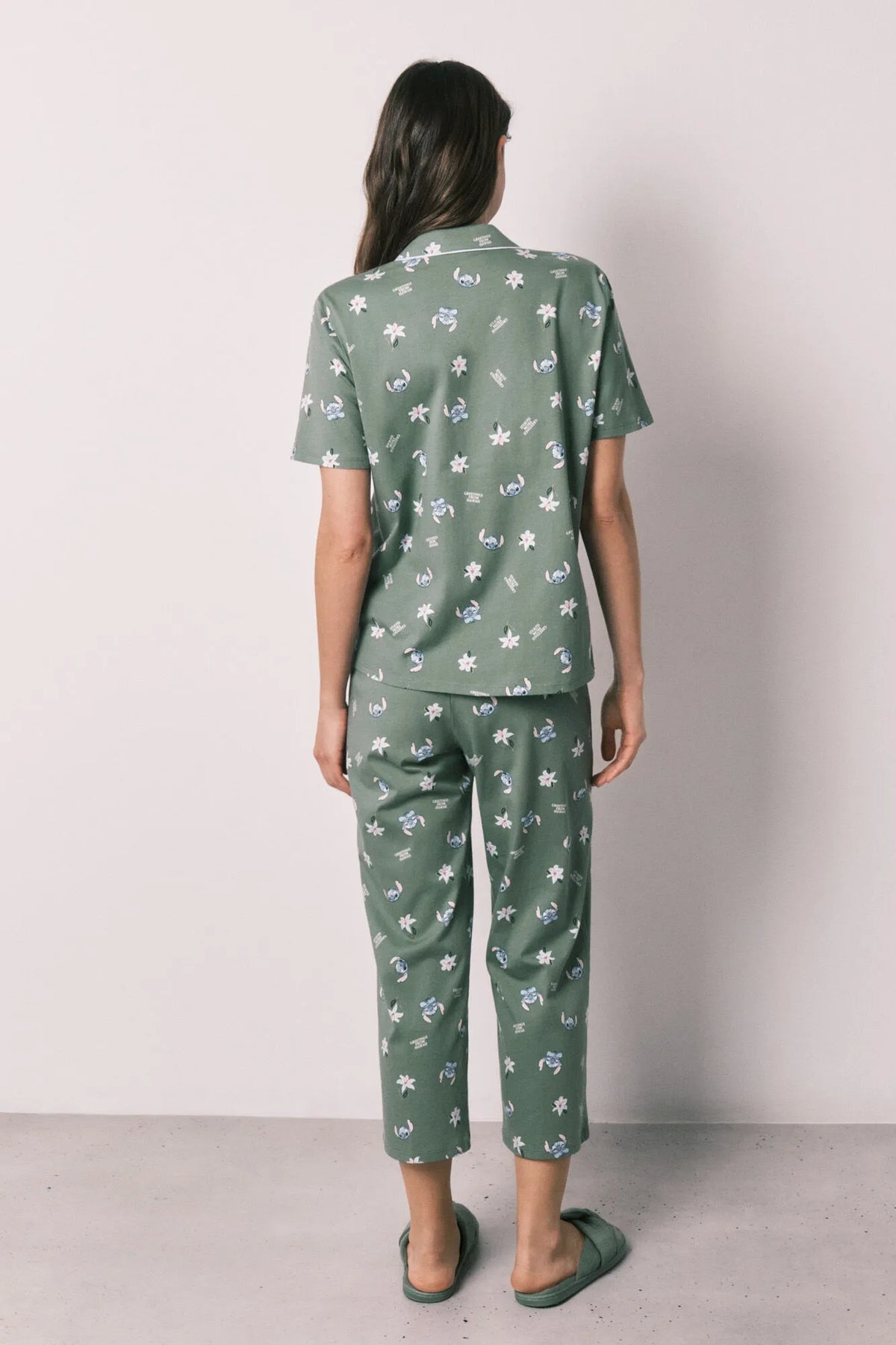 Women Secret Green Capri Stitch Classic Pyjamas