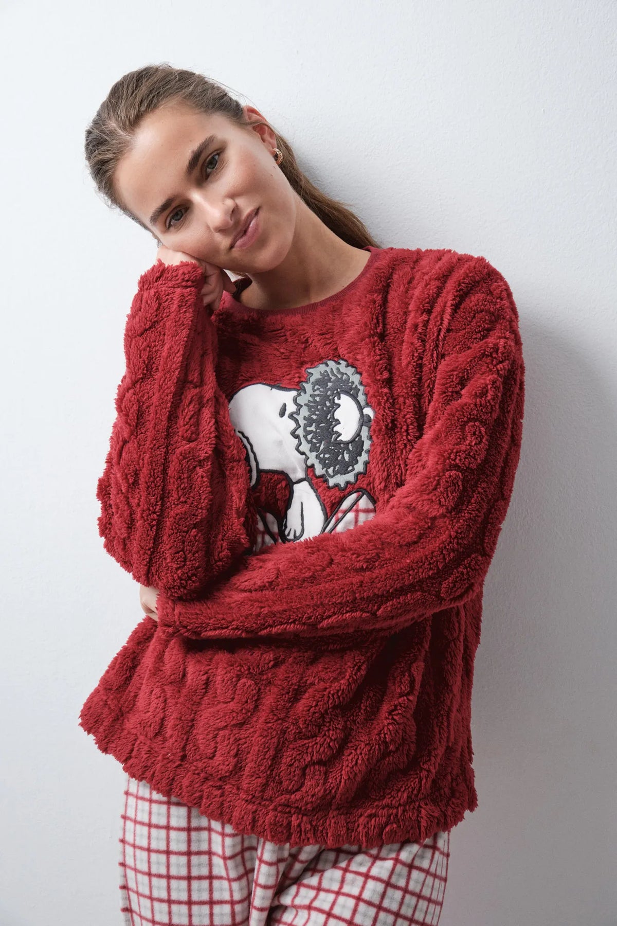 Snoopy Plaid Fleece Long Pyjamas