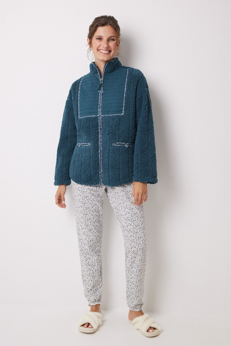 Women Secret Quilted Sheepskin Short Robe