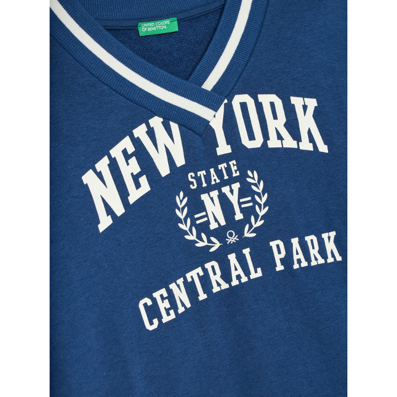 Benetton V-Neck Ny Printed Sweater For Kids