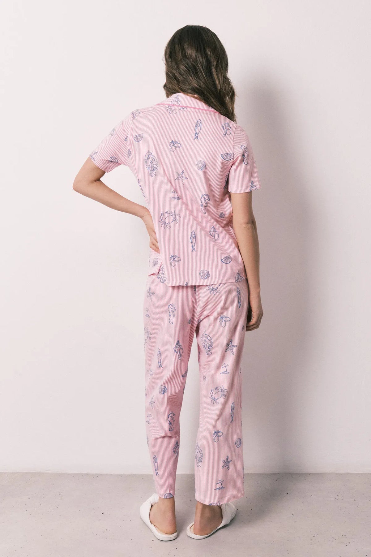 Women Secret Pink Striped Cotton Classic Pyjamas