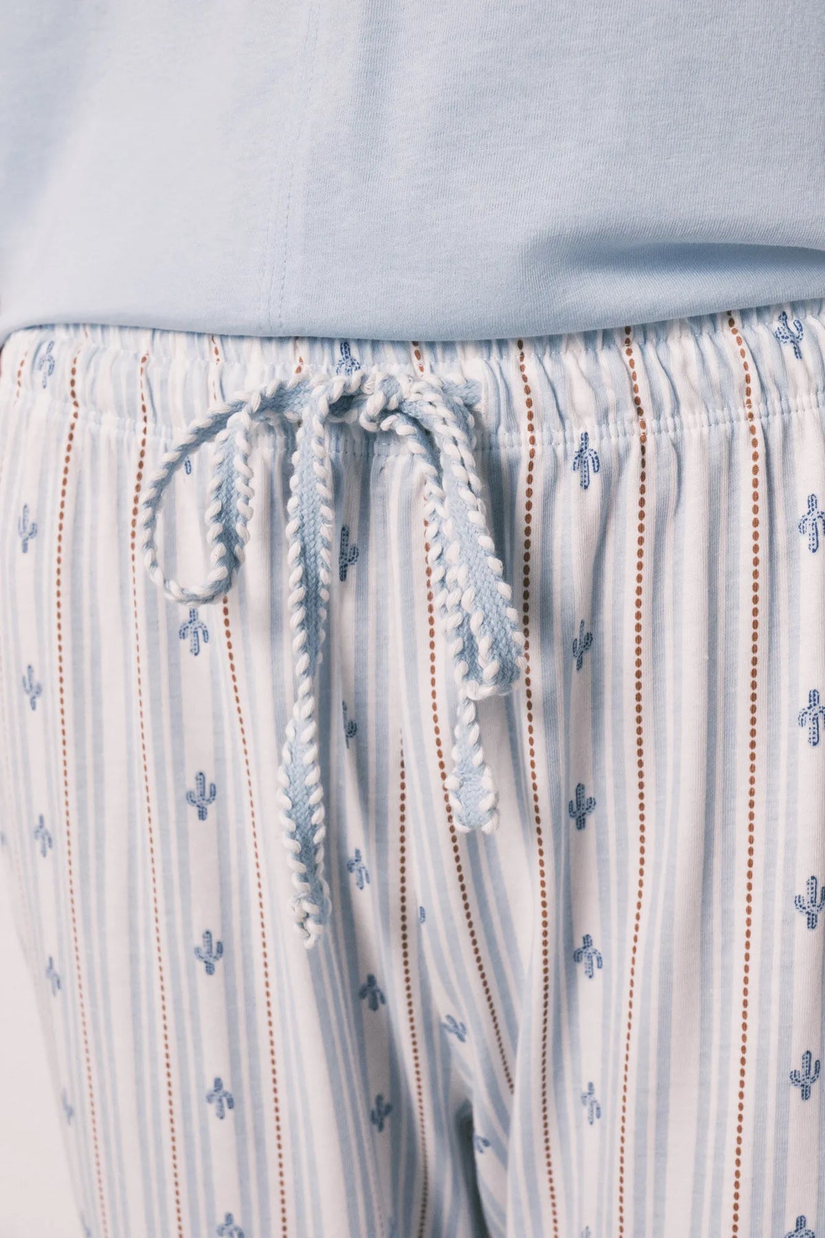 Women Secret Blue Cotton Capri Pyjamas