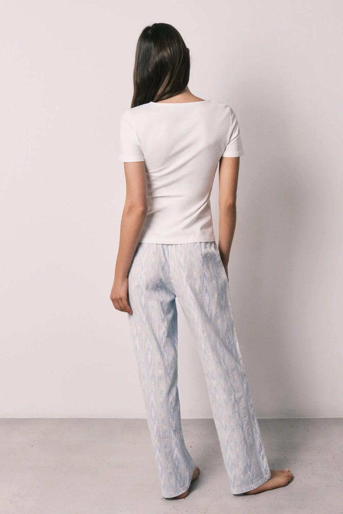 Women Secret Ivory Cotton Short Sleeve Long Pyjamas