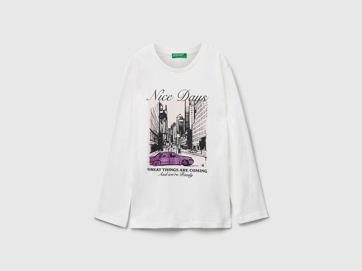 Benetton Glitter Print T-Shirt