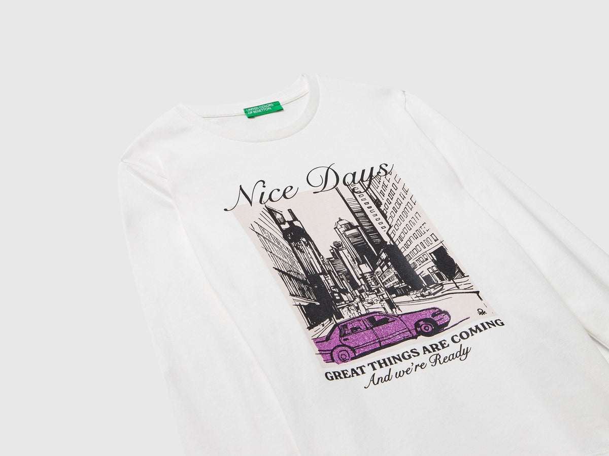 Benetton Glitter Print T-Shirt