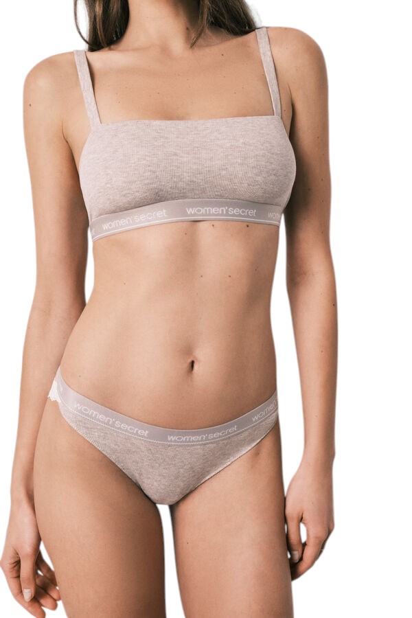Women Secret Classic brown ribbed cotton briefs