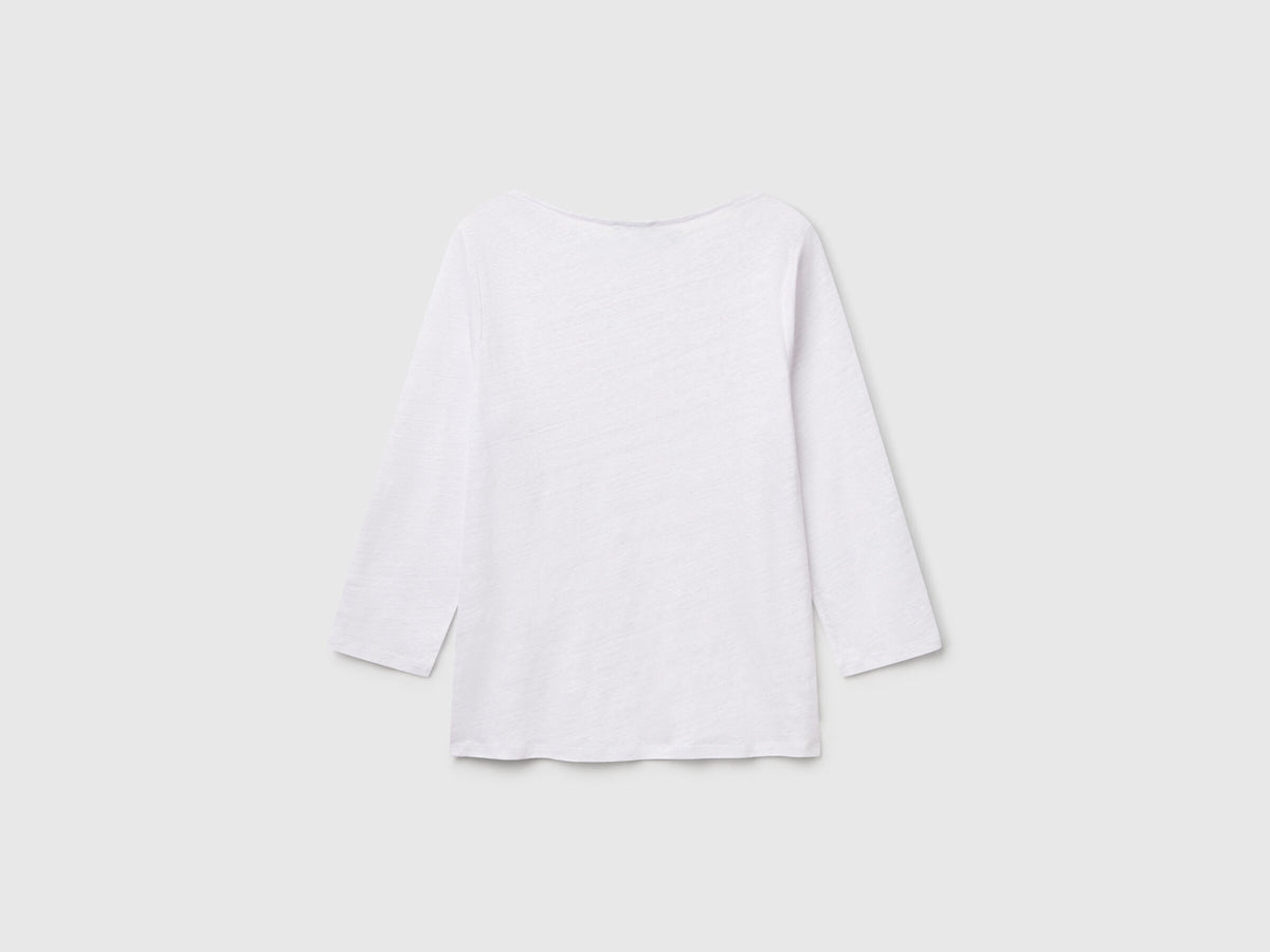 Benetton Pure Linen T-Shirt With 3/4 Sleeves