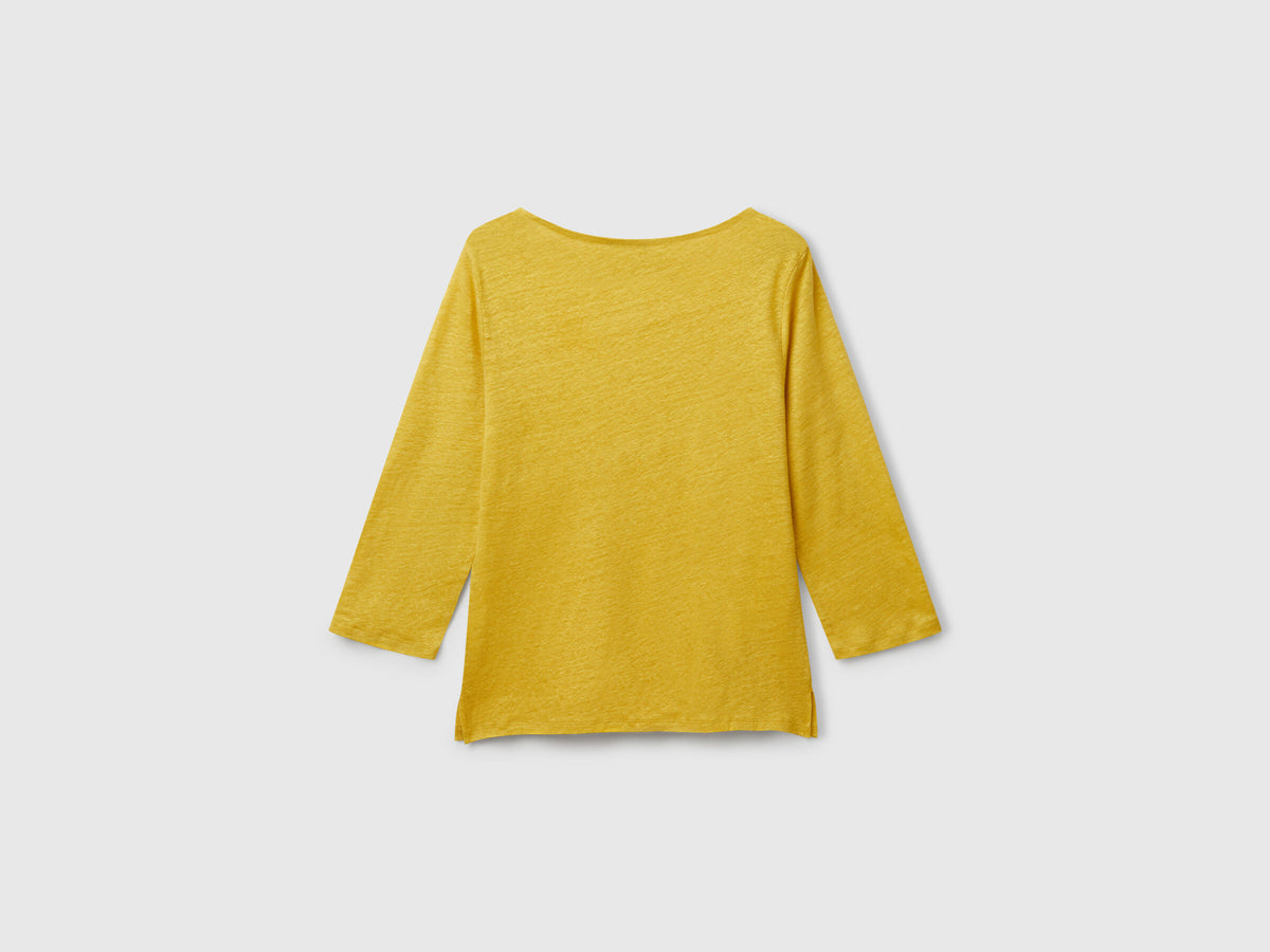 Benetton Pure Linen T-Shirt With 3/4 Sleeves