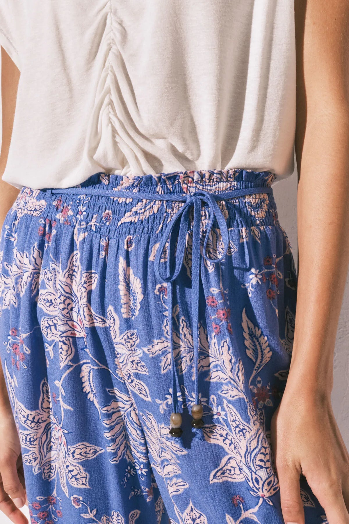 Women Secret Blue Printed Capri Trousers