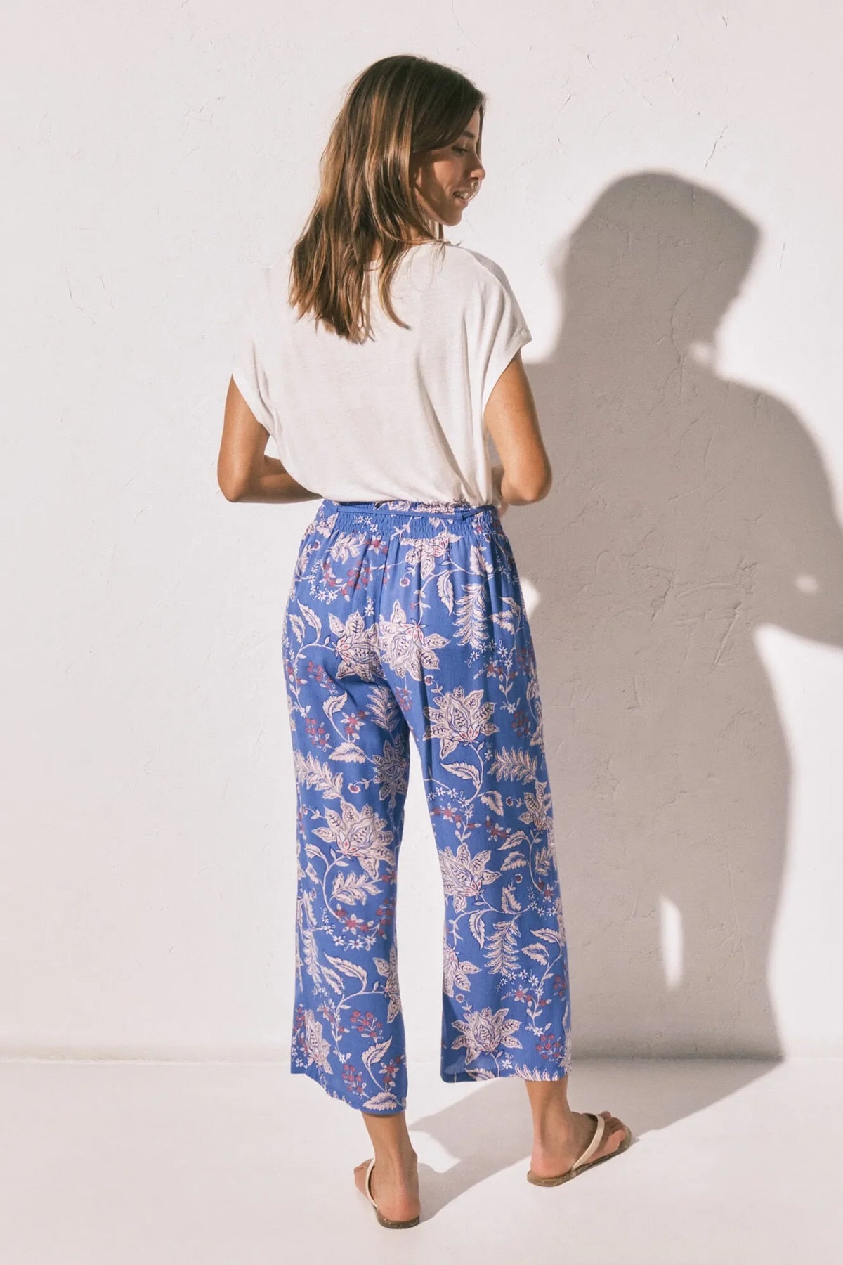 Women Secret Blue Printed Capri Trousers