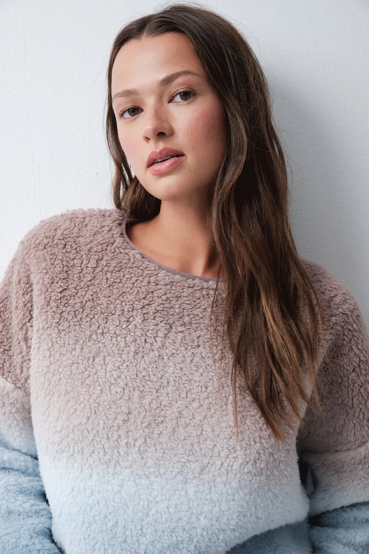 Degradé Faux Shearling and Fleece Long Pyjamas