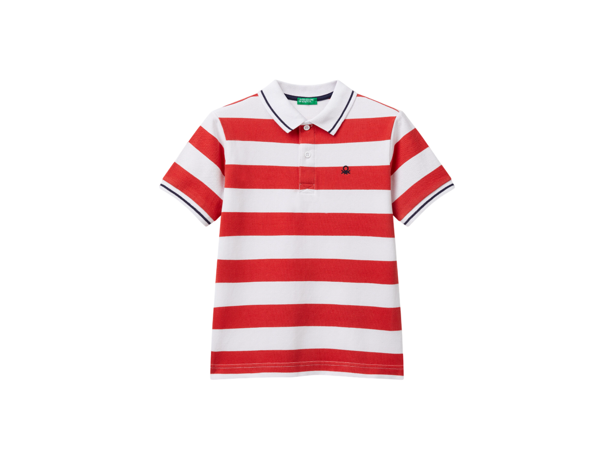 Benetton Striped Short Sleeve Polo Shirt