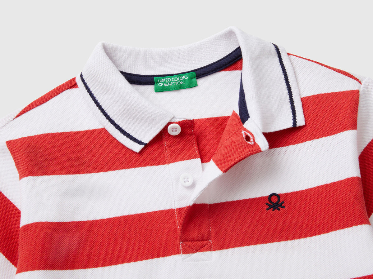 Benetton Striped Short Sleeve Polo Shirt