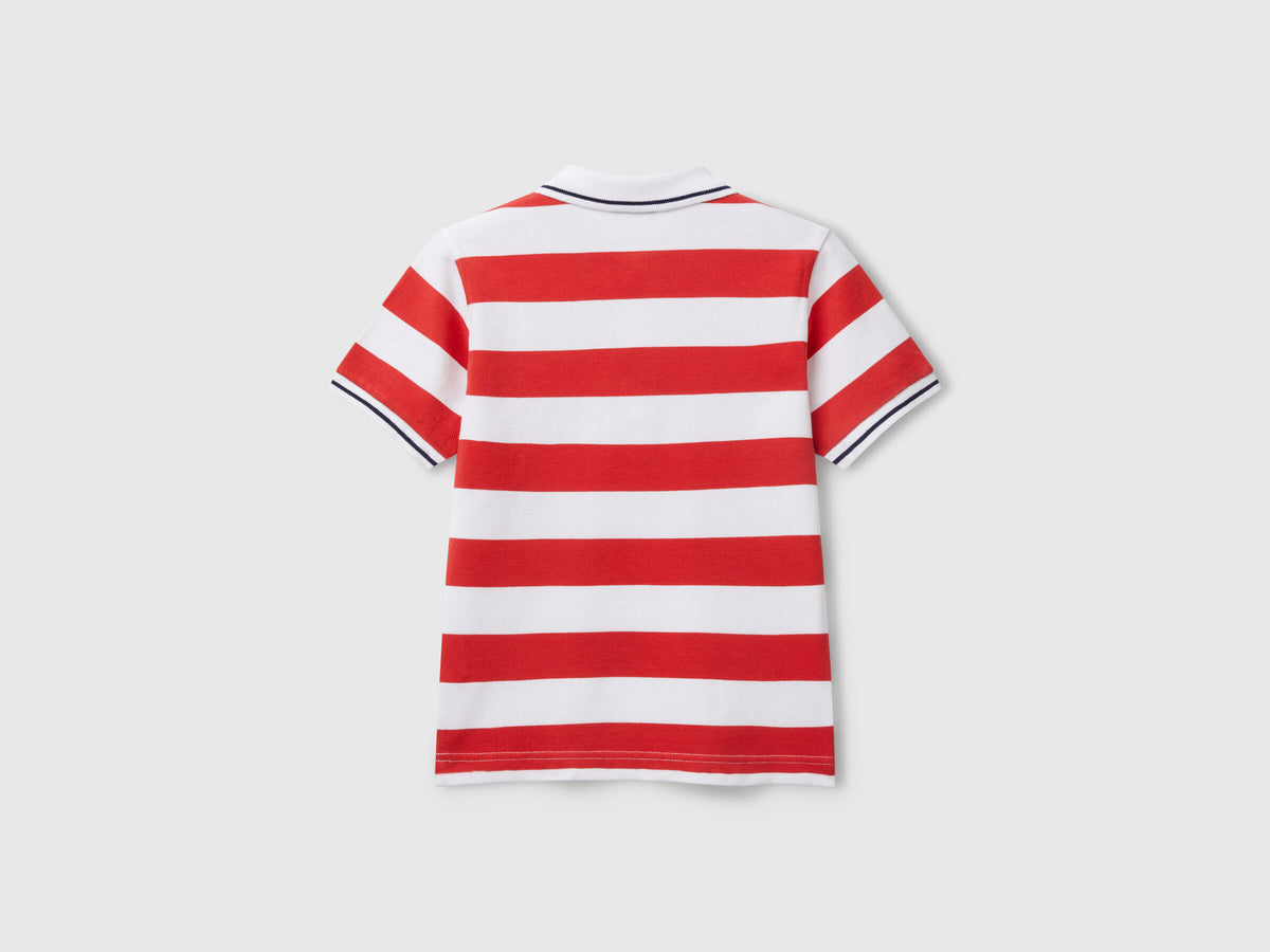 Benetton Striped Short Sleeve Polo Shirt