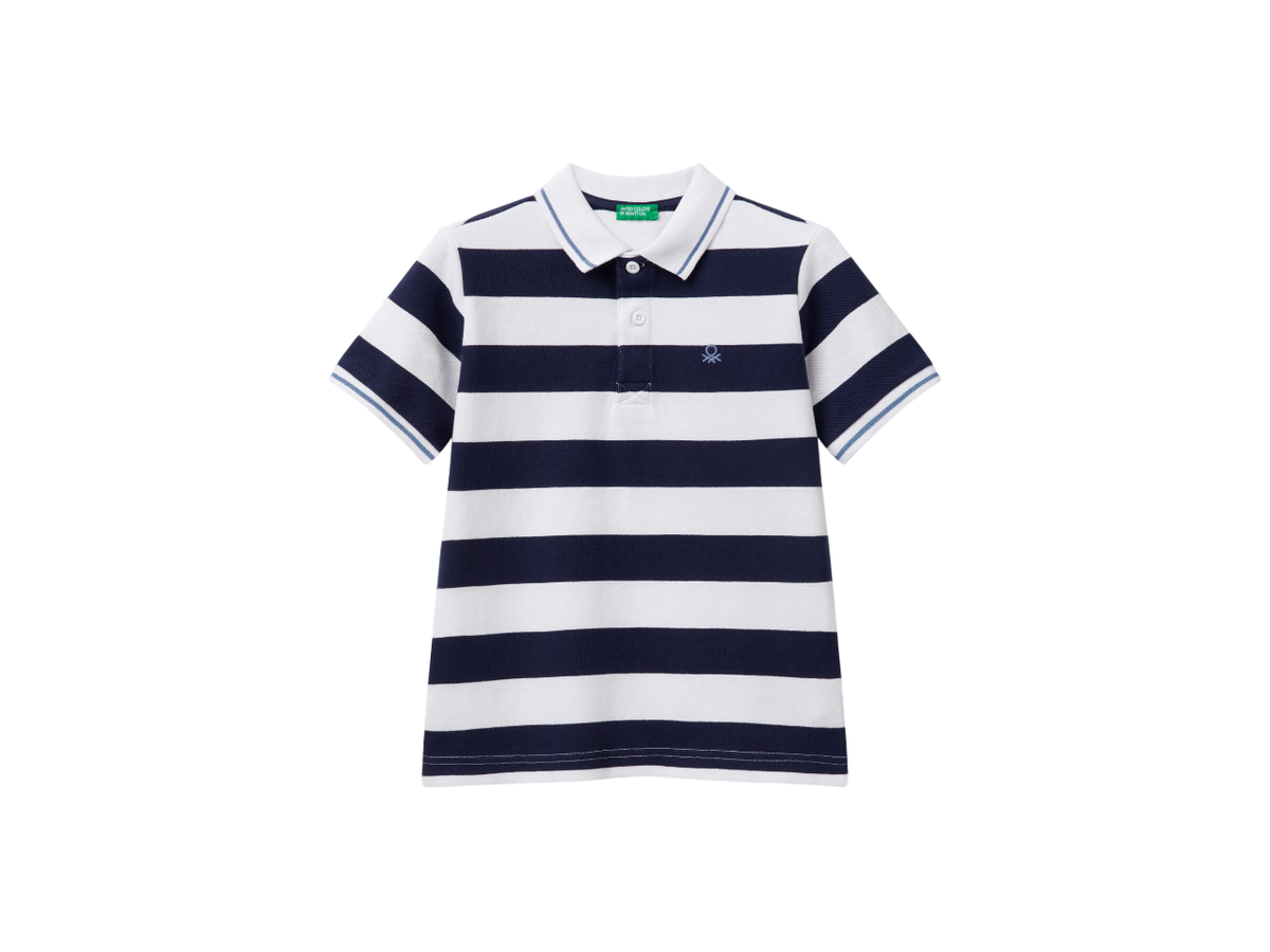 Benetton Striped Short Sleeve Polo Shirt