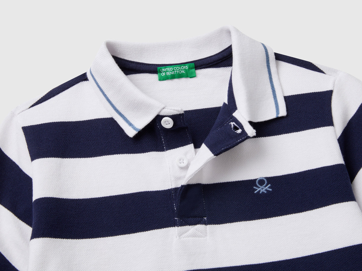 Benetton Striped Short Sleeve Polo Shirt