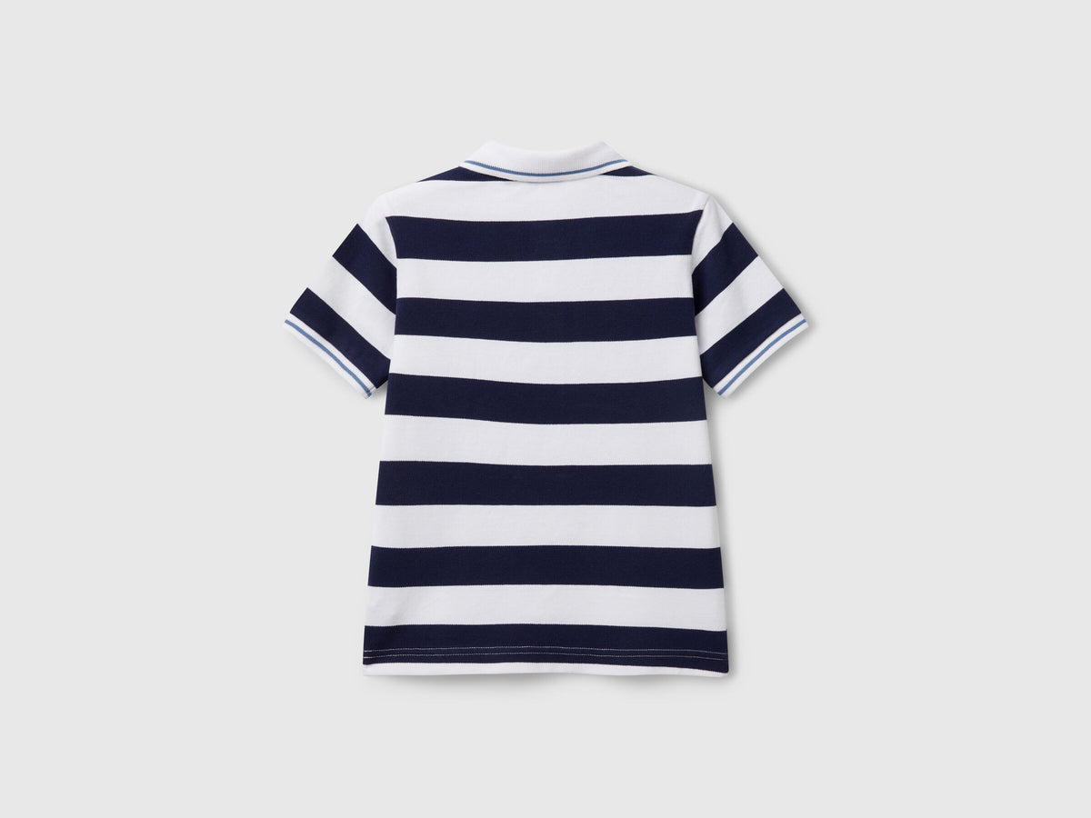 Benetton Striped Short Sleeve Polo Shirt