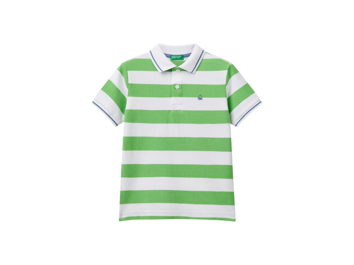 Benetton Striped Short Sleeve Polo Shirt