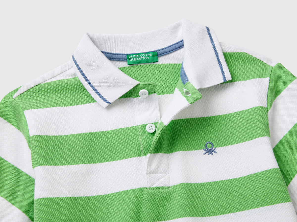Benetton Striped Short Sleeve Polo Shirt