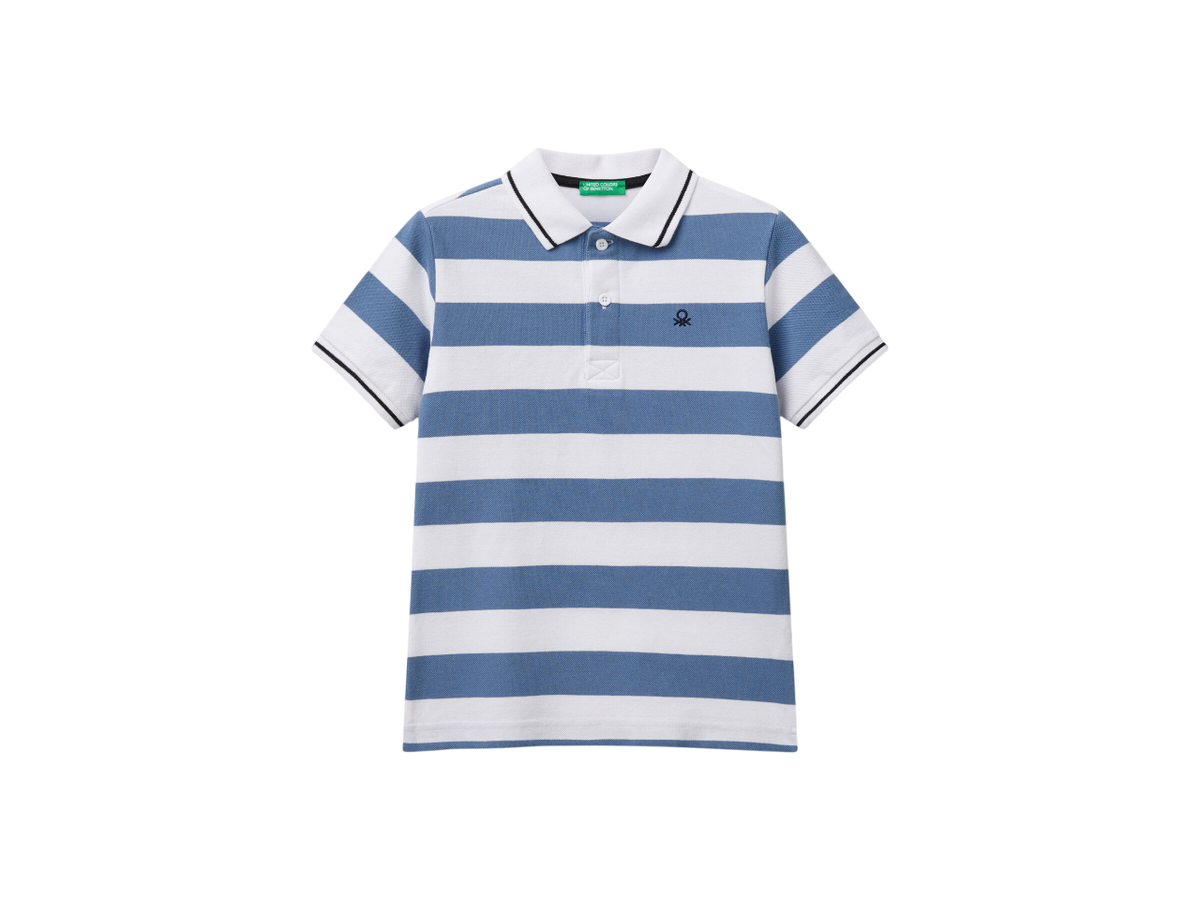 Benetton Striped Short Sleeve Polo Shirt
