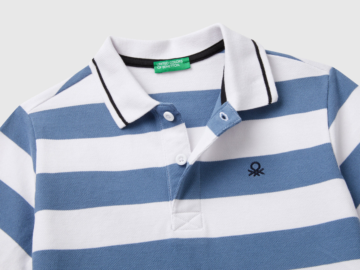Benetton Striped Short Sleeve Polo Shirt
