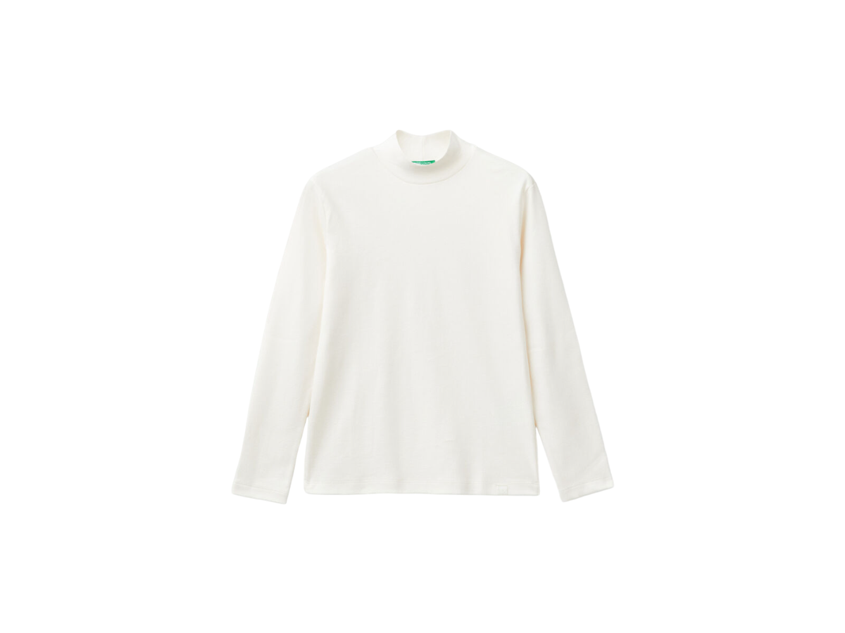 Benetton Ribbed Knit Turtle Neck T-Shirt For Kids