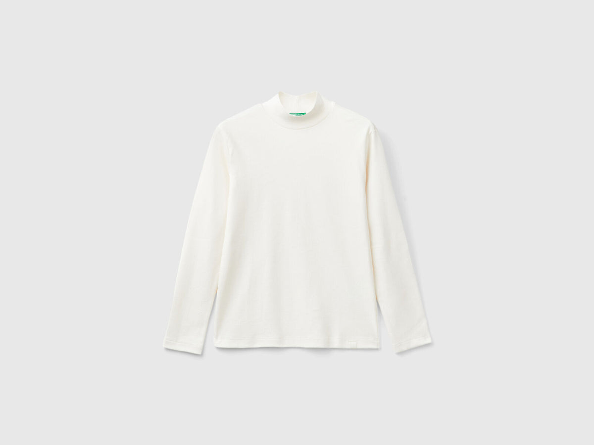 Benetton Ribbed Knit Turtle Neck T-Shirt For Kids