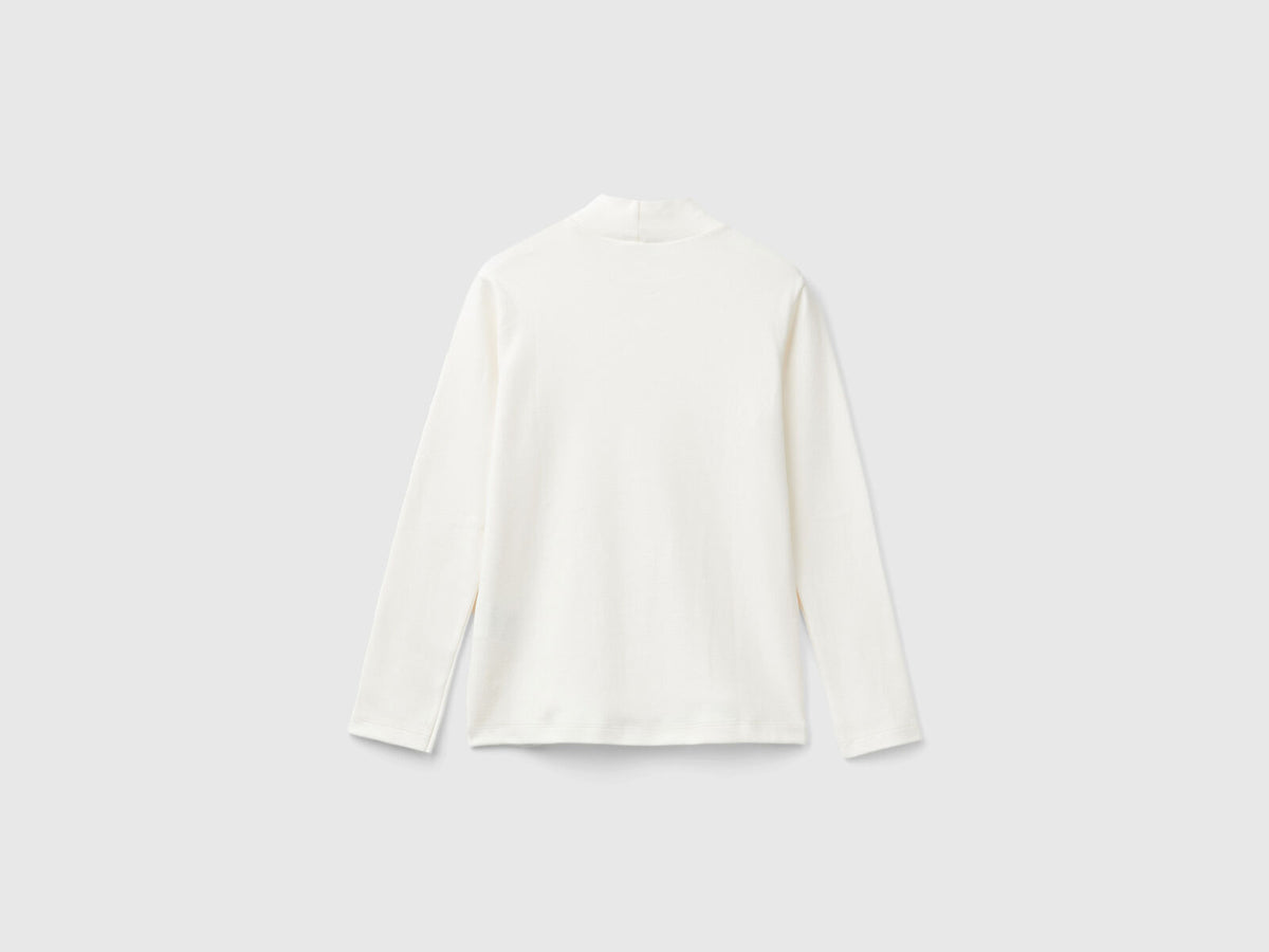 Benetton Ribbed Knit Turtle Neck T-Shirt For Kids