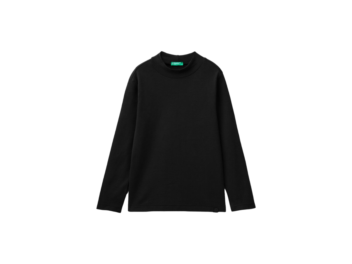 Benetton Ribbed Knit Turtle Neck T-Shirt For Kids