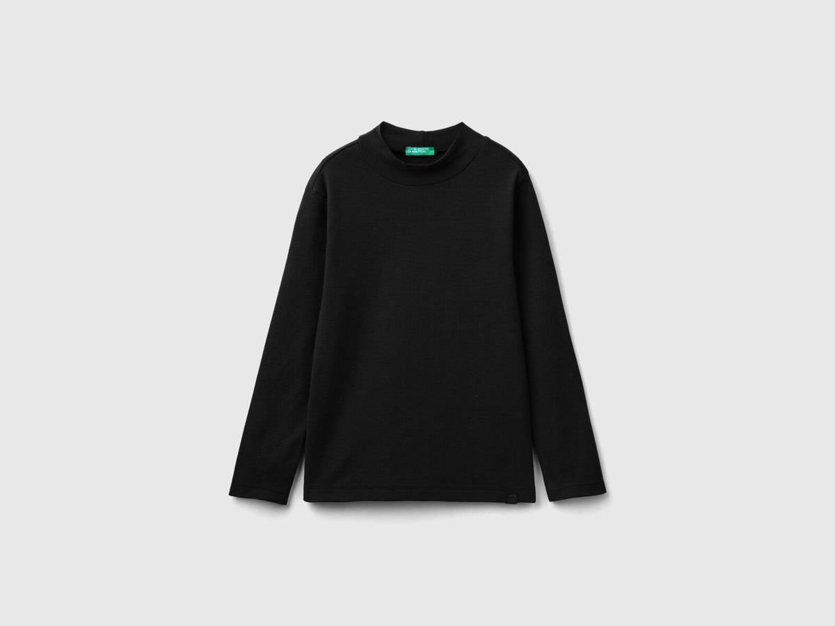 Benetton Ribbed Knit Turtle Neck T-Shirt For Kids