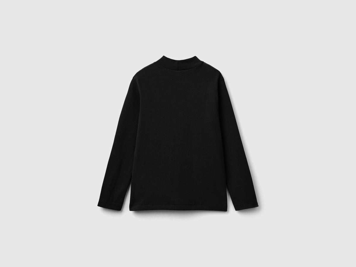 Benetton Ribbed Knit Turtle Neck T-Shirt For Kids
