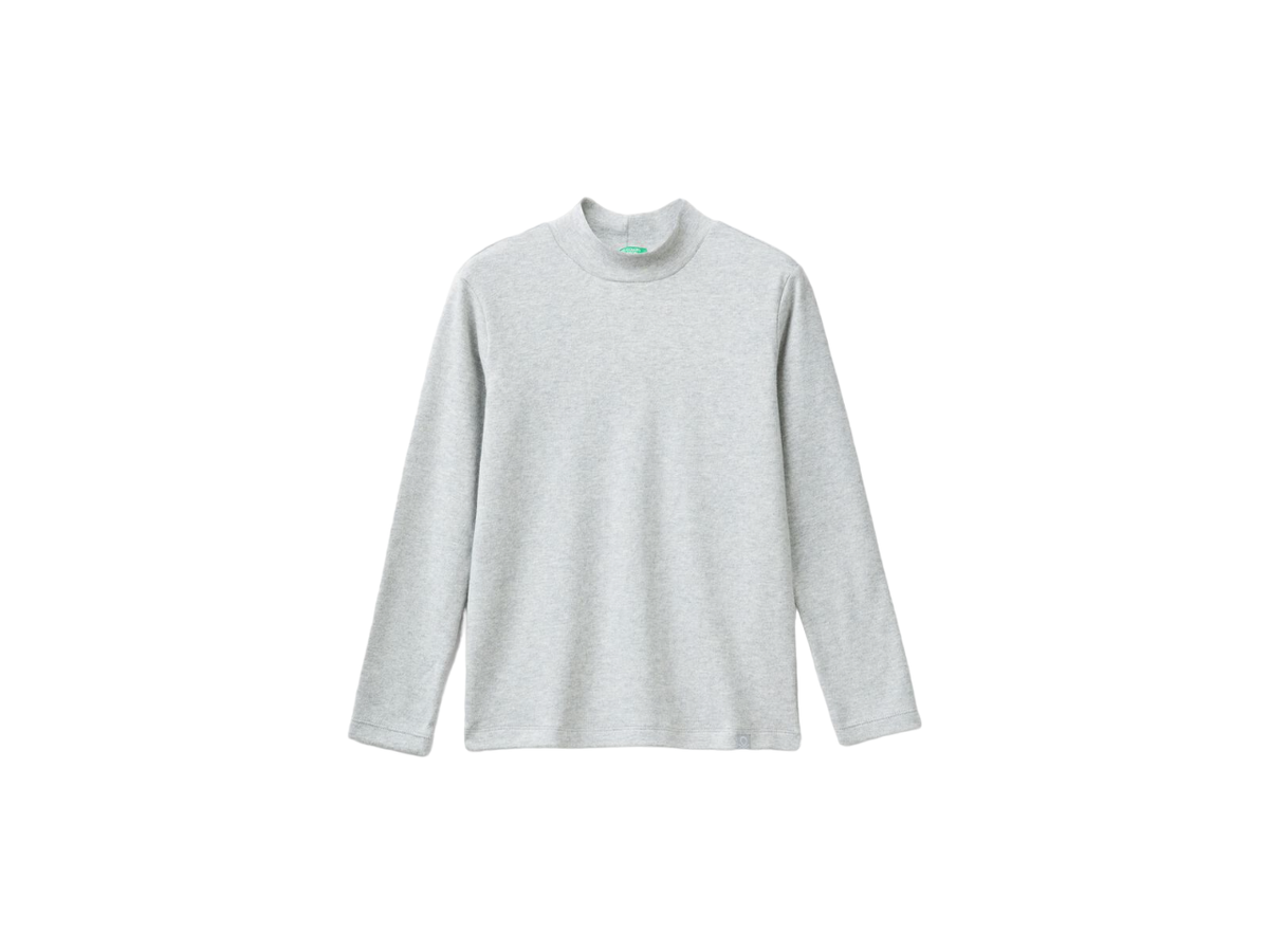 Benetton Ribbed Knit Turtle Neck T-Shirt For Kids