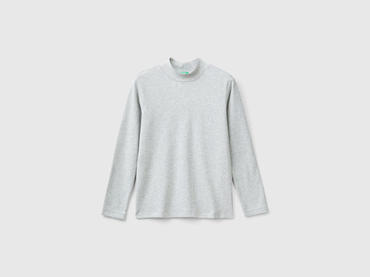 Benetton Ribbed Knit Turtle Neck T-Shirt For Kids