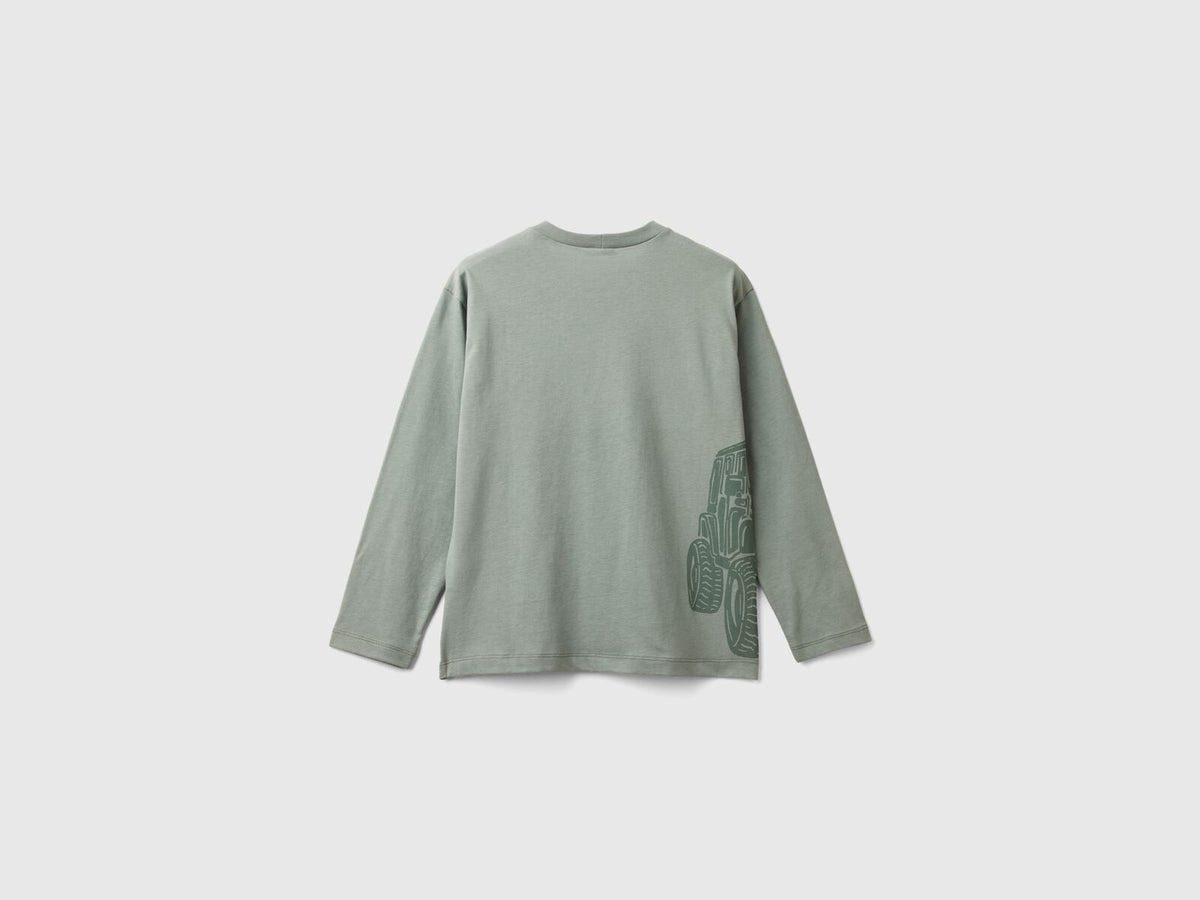 Benetton Printed Long Sleeve Crew Neck T-Shirt