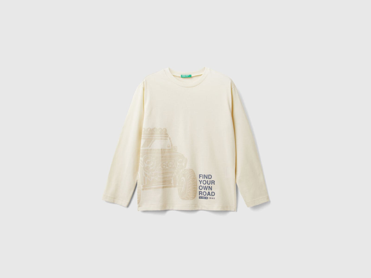Benetton Printed Long Sleeve Crew Neck T-Shirt