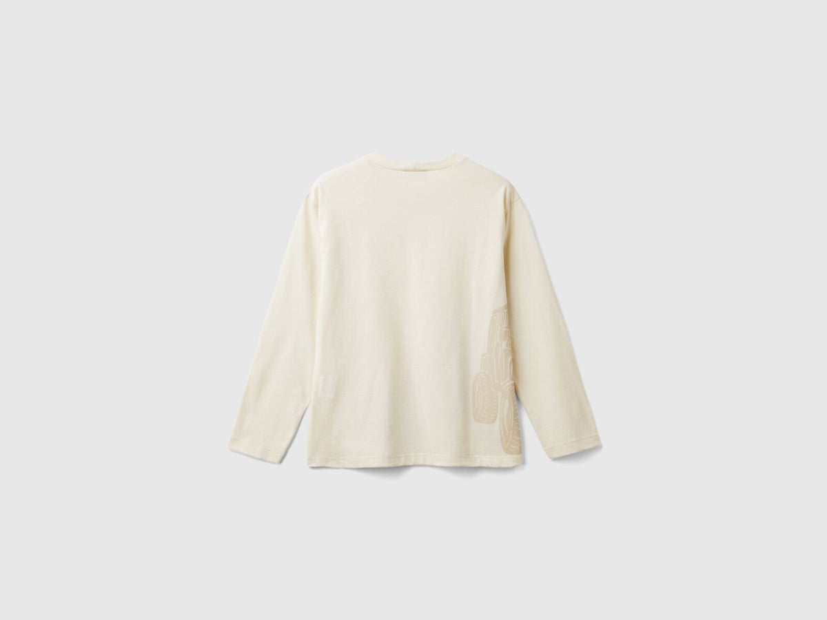 Benetton Printed Long Sleeve Crew Neck T-Shirt