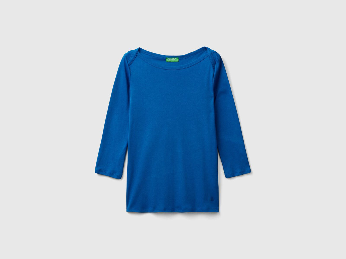 Benetton Boat Neck Three Quarter Sleeves T-Shirt