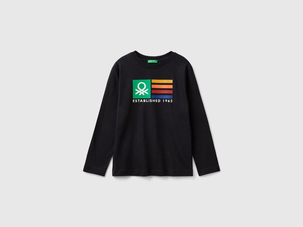Benetton Crew Neck Printed Long Sleeve T-Shirt