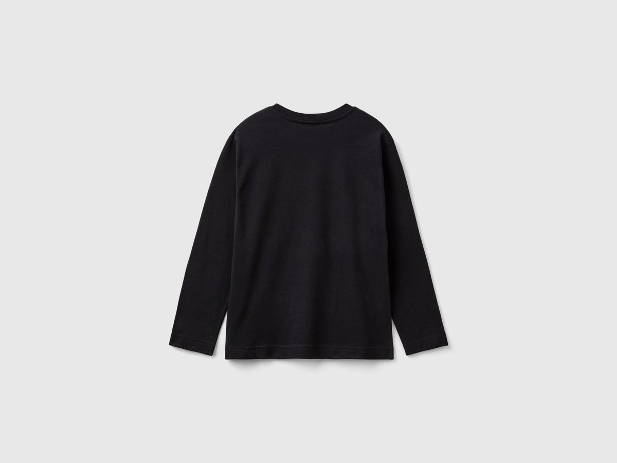 Benetton Crew Neck Printed Long Sleeve T-Shirt