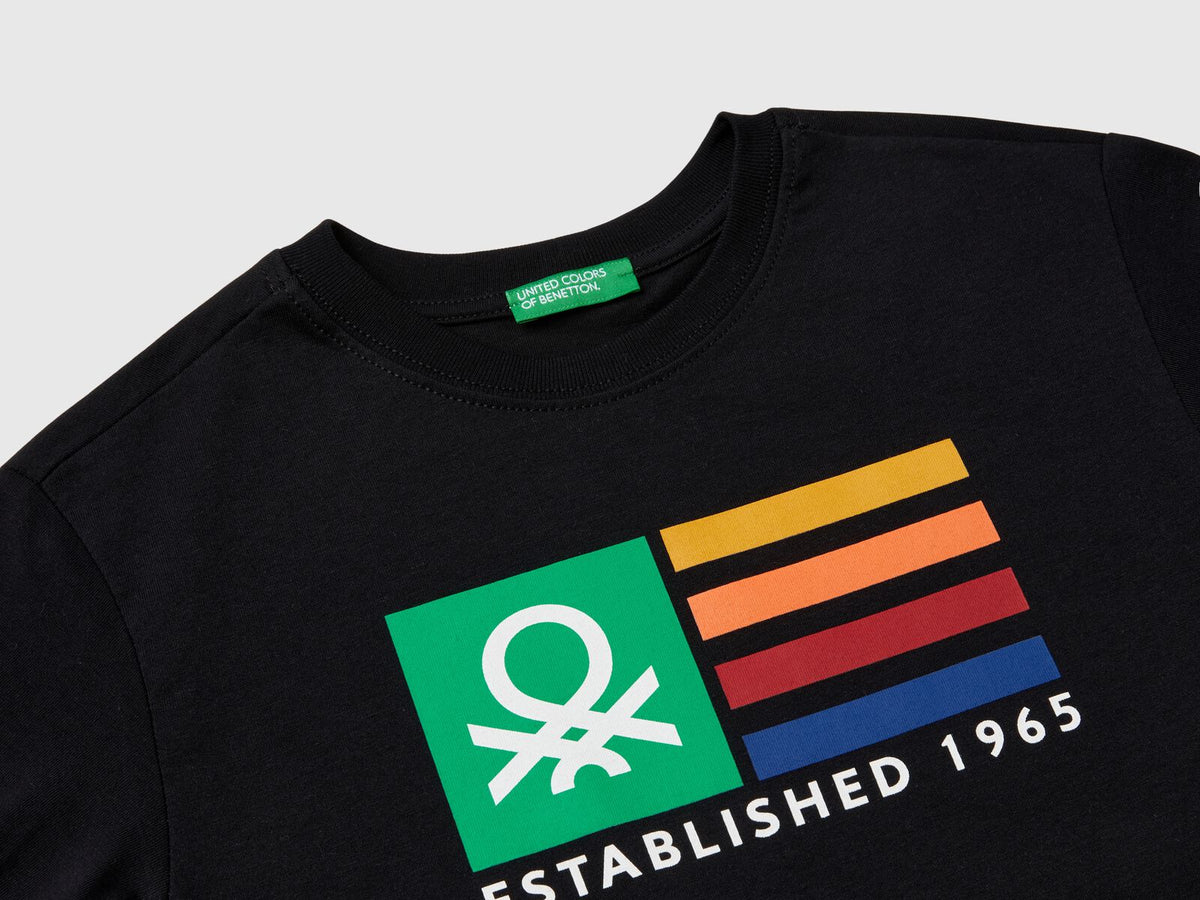 Benetton Crew Neck Printed Long Sleeve T-Shirt